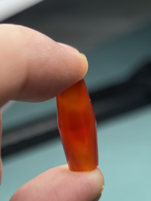 古玩玉器戰國酒紅瑪瑙竹節管2拍賣，當前價格8800元
