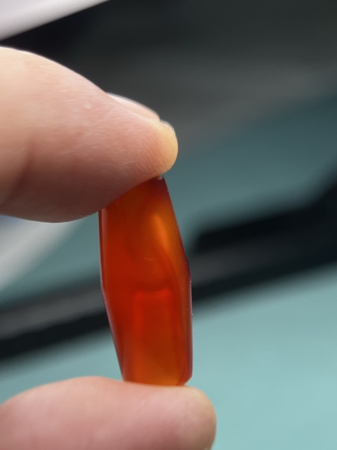 古玩玉器戰國酒紅瑪瑙竹節管2拍賣，當前價格8800元
