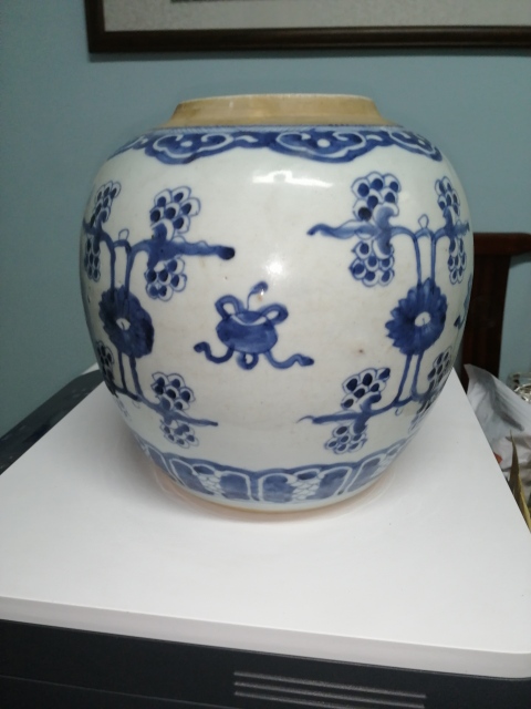 古玩陶瓷花間雜寶紋青花罐拍賣，當前價格3500元
