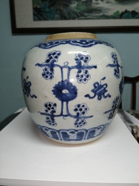 古玩陶瓷花間雜寶紋青花罐拍賣，當前價格3500元