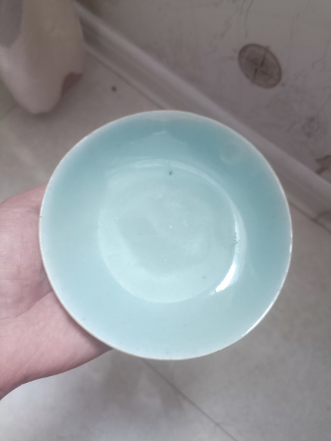 古玩陶瓷清中期豆青釉盤拍賣,當(dāng)前價(jià)格150元
