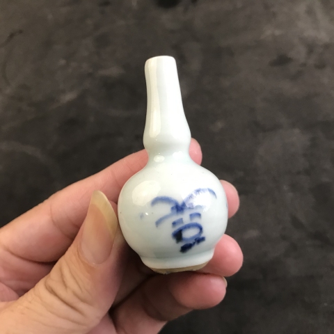 古玩陶瓷一口價(jià)康熙花卉紋青花葫蘆瓶拍賣(mài)，當(dāng)前價(jià)格500元