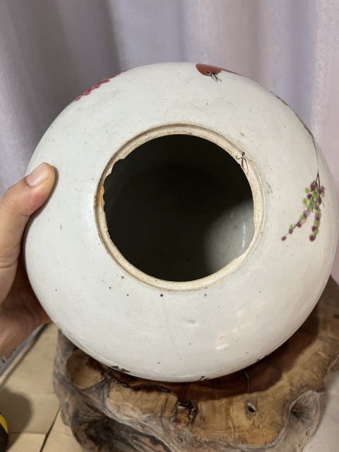 古玩陶瓷汪啟順淺絳彩花鳥詩紋西瓜罐拍賣,當前價格688元