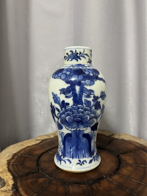 古玩陶瓷晚清?青花花鳥紋雞腿瓶拍賣，當前價格2280元
