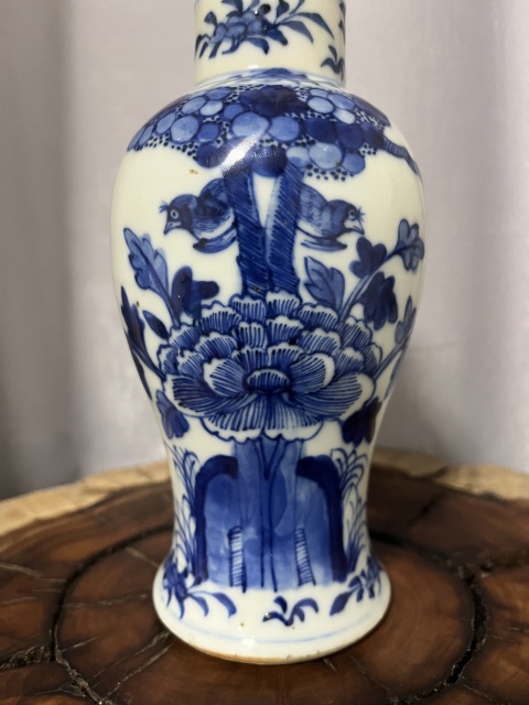 古玩陶瓷晚清?青花花鳥紋雞腿瓶拍賣，當前價格2280元