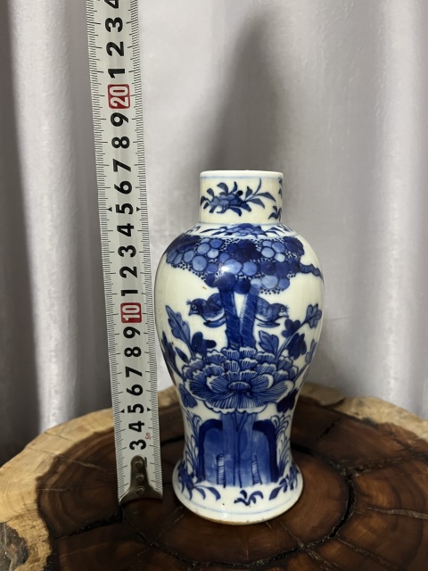 古玩陶瓷晚清?青花花鳥紋雞腿瓶拍賣，當前價格2280元