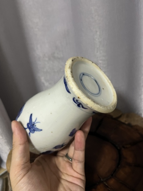 古玩陶瓷晚清?青花花鳥紋雞腿瓶拍賣，當前價格2280元