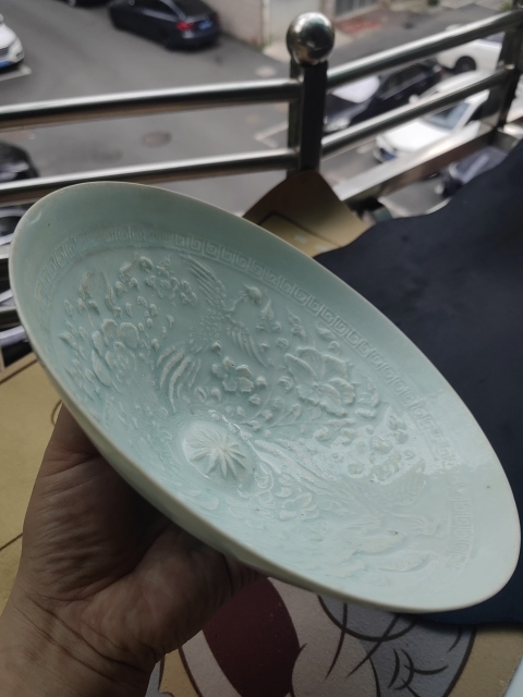 古玩陶瓷湖田影青系鳳穿牡丹斗笠大碗拍賣，當前價格32000元