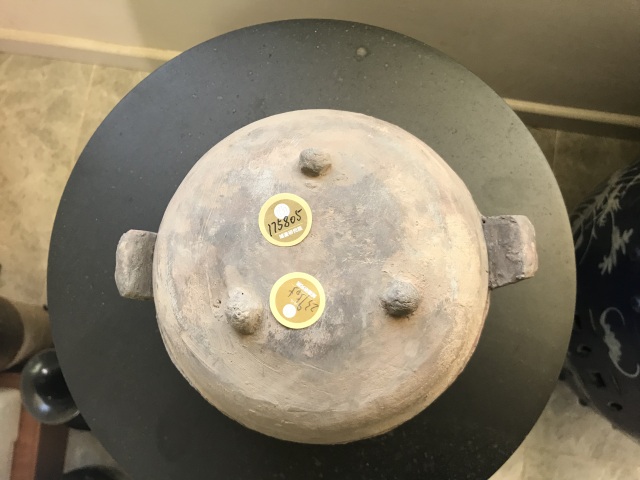 古玩陶瓷漢·灰陶雙耳三足鼎.域鑒保真拍賣，當前價格1600元