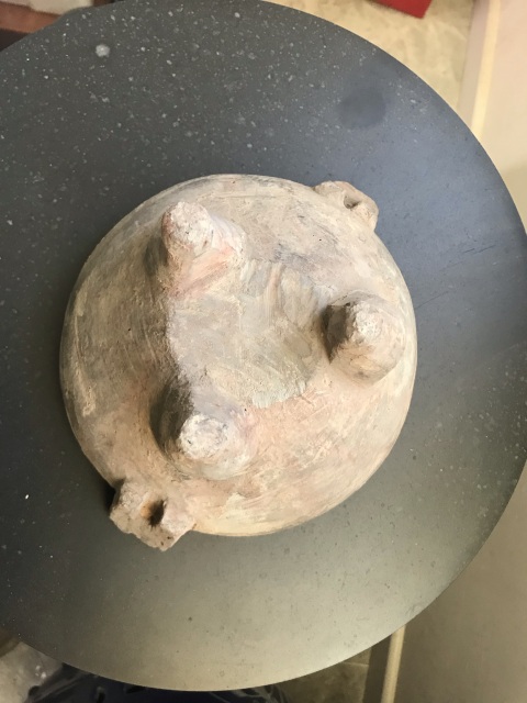 古玩陶瓷漢·灰陶雙耳三足鼎.域鑒保真拍賣，當前價格1600元