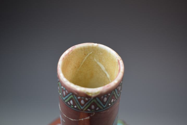 古玩陶瓷清晚期郎紅釉加彩花卉紋天球瓶拍賣，當前價格2600元