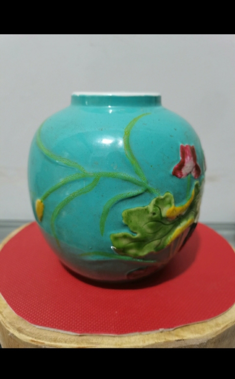 古玩陶瓷粉彩一鴛蓮升圖紋罐拍賣，當前價格1265元