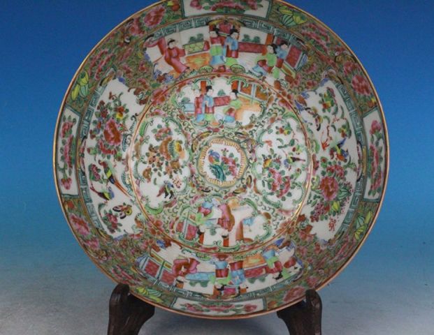 古玩陶瓷請代咸豐廣彩開窗人物潘趣大碗拍賣，當(dāng)前價格9000元