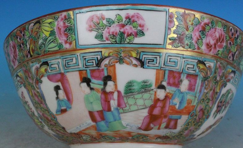 古玩陶瓷請代咸豐廣彩開窗人物潘趣大碗拍賣，當(dāng)前價格9000元