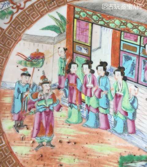 古玩陶瓷晚清廣彩人物故事紋超大盤(平臺實物鑒定)拍賣,當前價格11800元