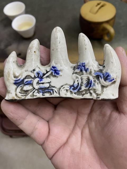 古玩陶瓷晚清白釉青花筆架山拍賣，當前價格550元