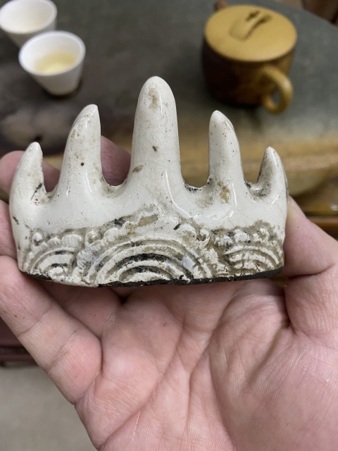 古玩陶瓷晚清白釉青花筆架山拍賣，當前價格550元