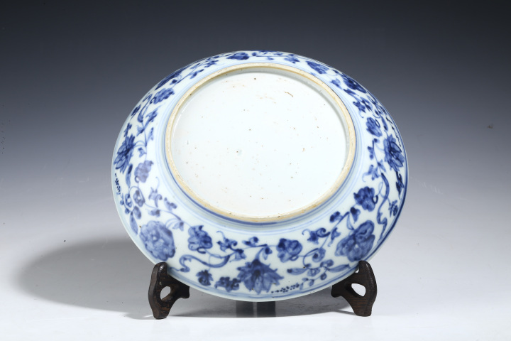 古玩陶瓷明中·青花花卉紋盤拍賣，當前價格23800元