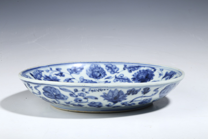 古玩陶瓷明中·青花花卉紋盤拍賣，當前價格23800元