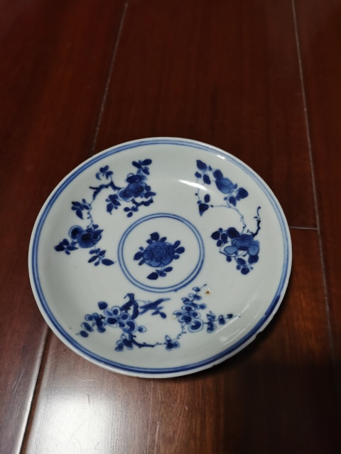 古玩陶瓷清康熙花卉紋青花盤拍賣,當前價格660元