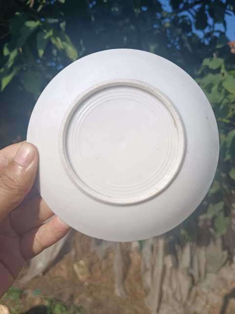 古玩陶瓷清末民初～礬紅彩三多壽字紋盤拍賣，當前價格138元