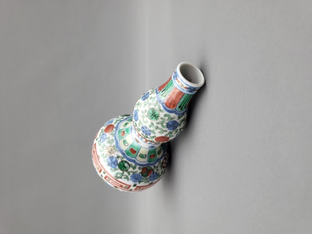 古玩陶瓷青花五彩花卉紋葫蘆瓶拍賣，當前價格8500元