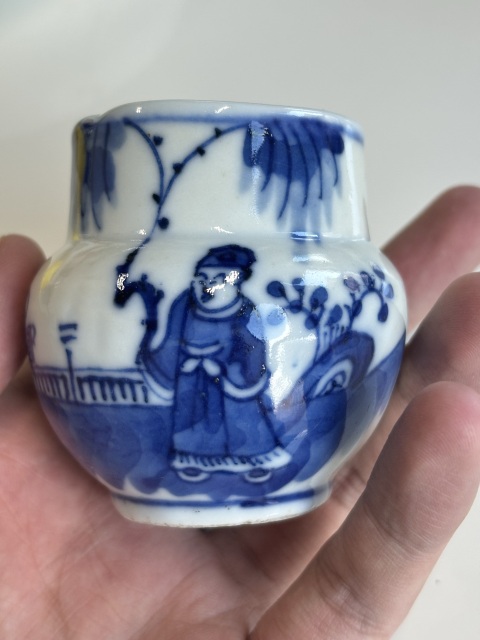 古玩陶瓷人物紋青花鳥食罐拍賣，當前價格2000元