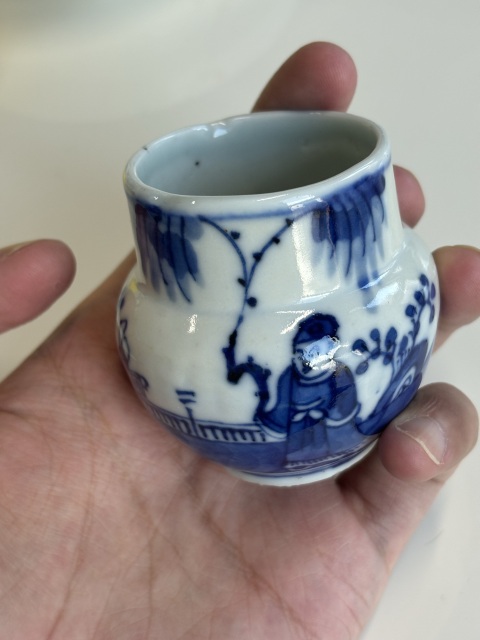 古玩陶瓷人物紋青花鳥食罐拍賣，當前價格2000元