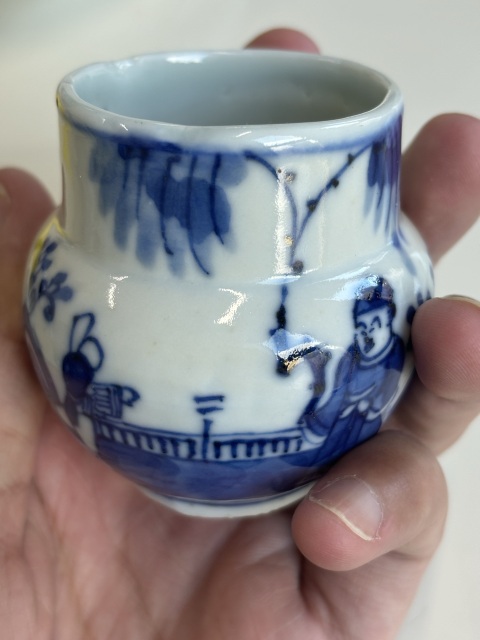 古玩陶瓷人物紋青花鳥食罐拍賣，當前價格2000元