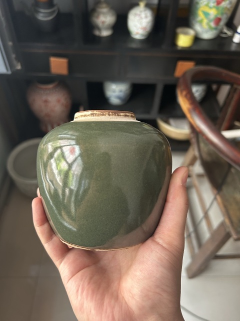 古玩陶瓷清晚期茶葉沫釉小罐（蟹甲青）拍賣，當前價格1600元