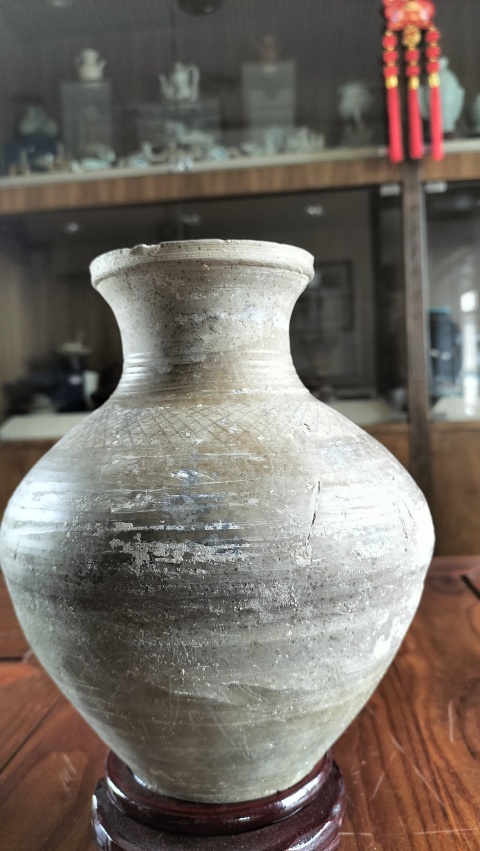 古玩陶瓷戰國.灰陶鉛筆工撇口壺拍賣,當前價格698元
