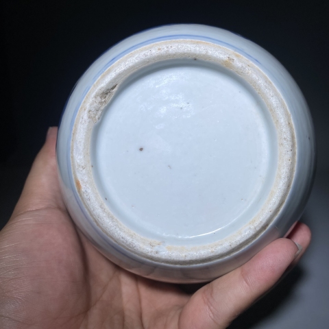 古玩陶瓷一口價晚清人物紋青花罐拍賣，當前價格1380元