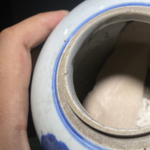 古玩陶瓷一口價晚清人物紋青花罐拍賣，當前價格1380元