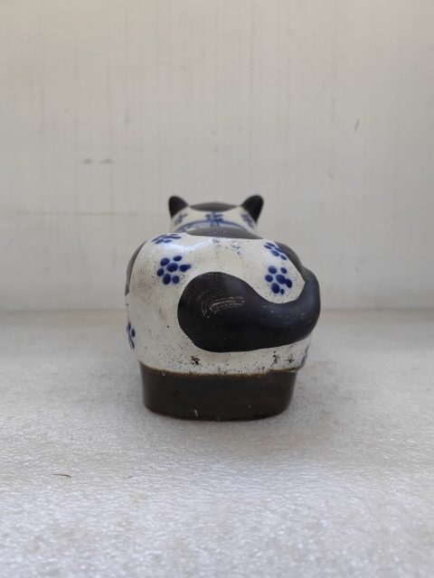 古玩陶瓷磁州窯青花褐釉貓枕拍賣，當前價格680元