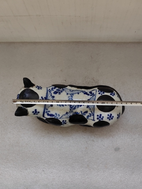 古玩陶瓷磁州窯青花褐釉貓枕拍賣，當前價格680元