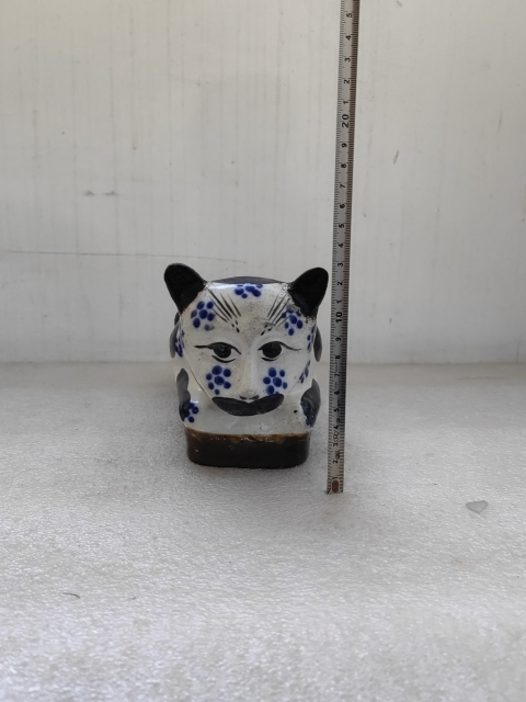 古玩陶瓷磁州窯青花褐釉貓枕拍賣，當前價格680元