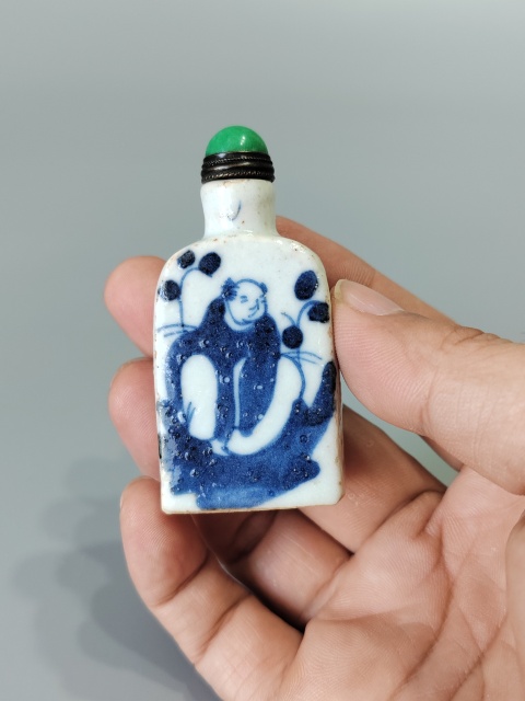 古玩陶瓷青花人物四方鼻煙壺·全品拍賣,當前價格388元