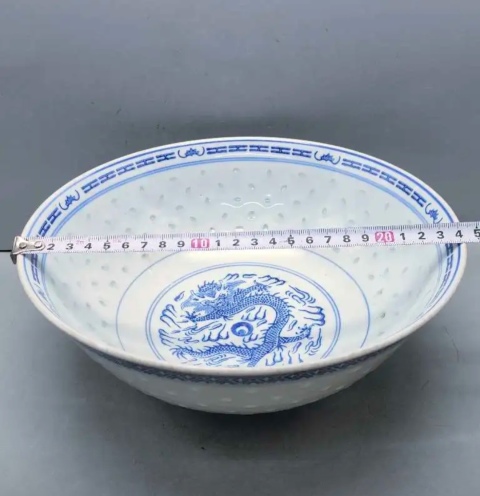 古玩陶瓷精美創匯時期青花花卉紋大碗拍賣,當前價格120元