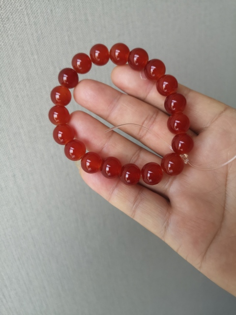 古玩玉器紅瑪瑙珠手串拍賣，當前價格260元