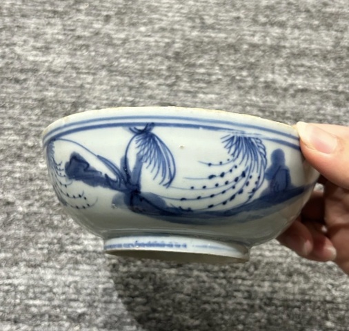 古玩陶瓷明天啟青花山水紋碗拍賣，當前價格5000元