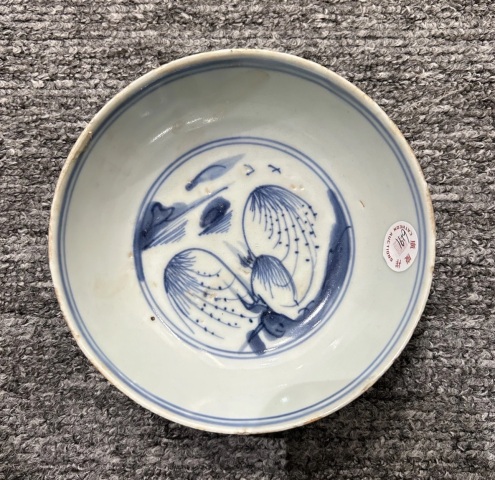 古玩陶瓷明天啟青花山水紋碗拍賣，當前價格5000元