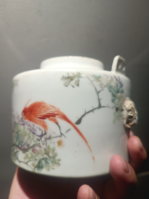 古玩陶瓷晚清淺降彩名家花鳥詩文僧帽壺拍賣,當(dāng)前價格1600元
