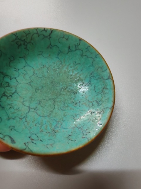 古玩陶瓷乾隆松石綠釉什錦碟拍賣,當前價格500元