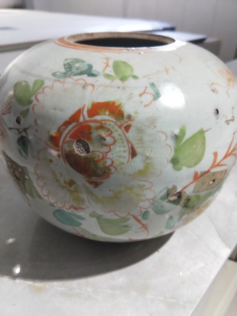 古玩陶瓷花卉紋西瓜罐拍賣，當前價格90元