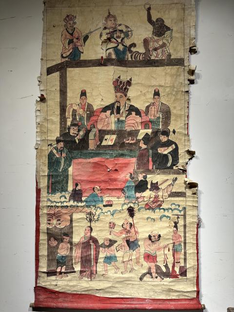 古玩字畫百年左右.道教水陸畫(超大尺寸)拍賣,當(dāng)前價(jià)格0元