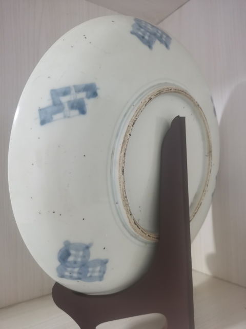 古玩陶瓷鶴紋青花加彩盤拍賣,當前價格518元