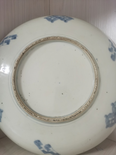 古玩陶瓷鶴紋青花加彩盤拍賣,當前價格518元