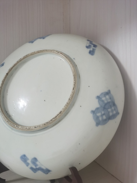 古玩陶瓷鶴紋青花加彩盤拍賣,當前價格518元