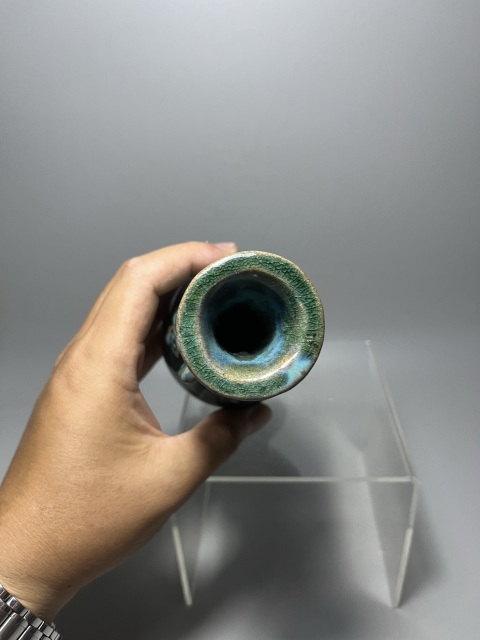 古玩陶瓷民國·窯變釉雙耳連坐瓶真品鑒賞圖