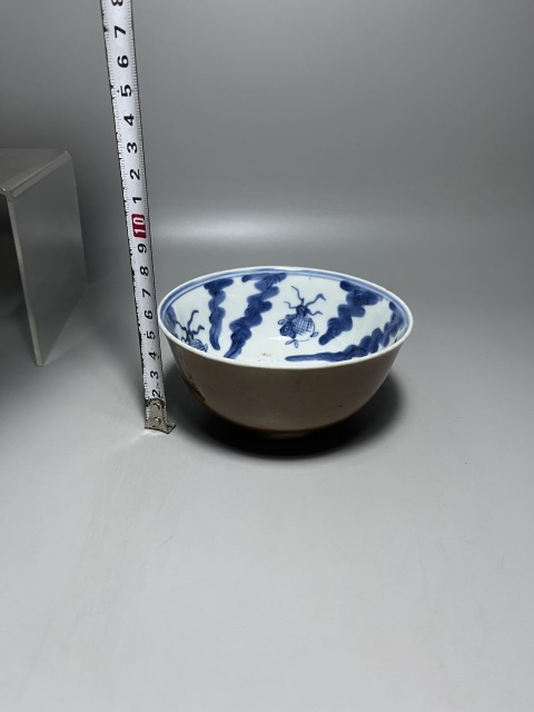 古玩陶瓷外紫金釉內青花金玉滿堂茶碗拍賣,當前價格600元